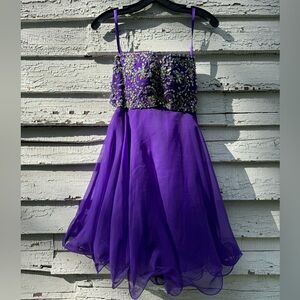 Deep Purple Beaded Chiffon Strapless Dress Sz 0‎